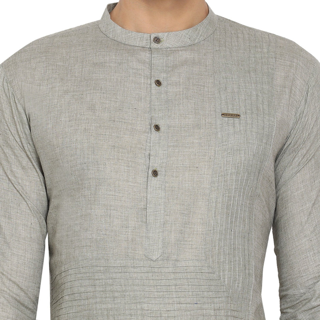 Grey woven design straight Men's Kurta