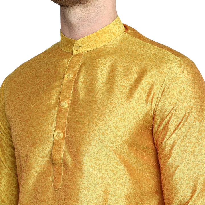 Golden Straight Silk Blend Men's Kurta