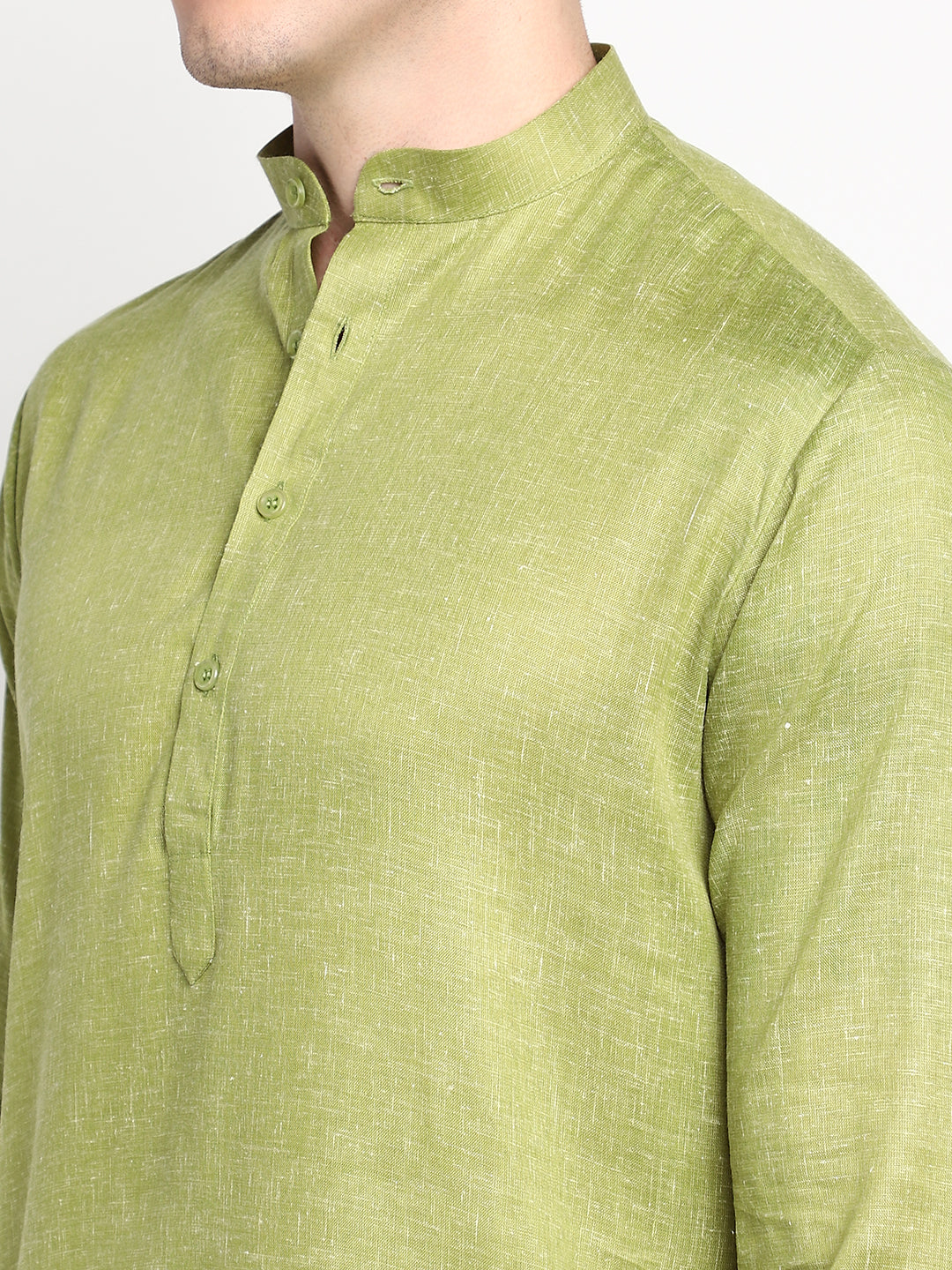 Mehendi Green Straight Cotton Blend Men's Kurta