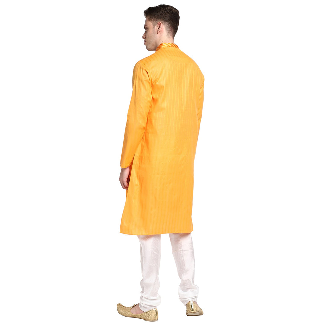 Orange Straight Cotton Blend Men's Kurta