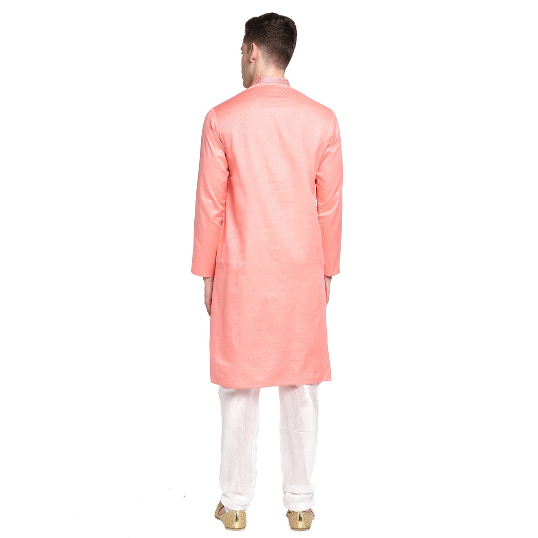 Pink Straight Cotton Blend Men's Kurta