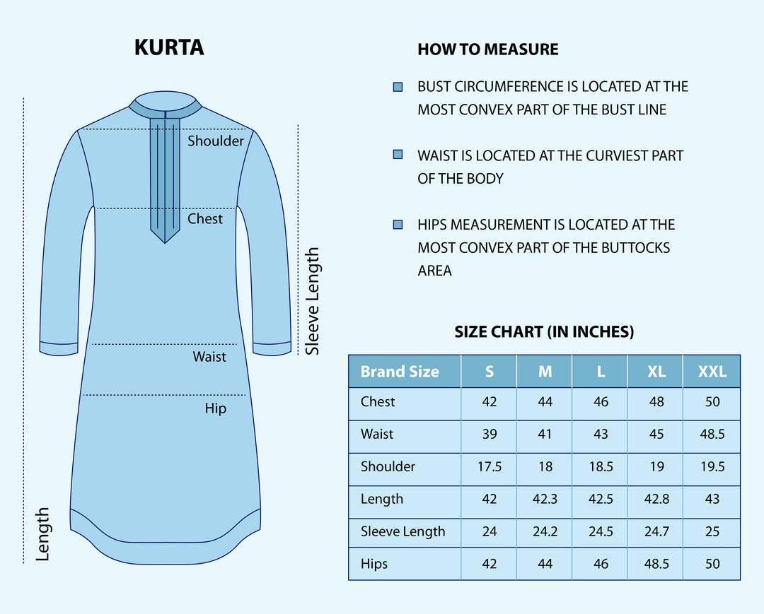 Grey-Blue Straight Cotton Blend Men's Kurta